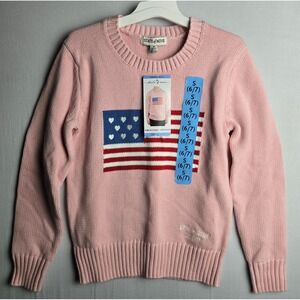 State of Mine Kids Pink Americana American Flag Heart Sweater Small 6/7 NWT
